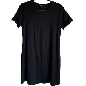 Theory T-Shirt Dress Black Sz L Cotton Short Sleeves Cherry B2 Sea Slub Staple
